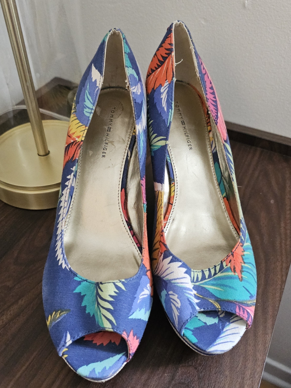 Tommy Hilfiger Multicolor Tropical Peep-Toe Heels